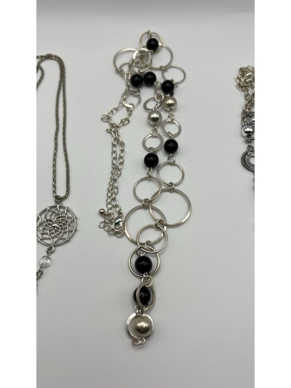 Set Of 3 Silver-Tone Necklaces With Dreamcatcher Beaded Rings & Ornamental Desig - Picture 3 of 7